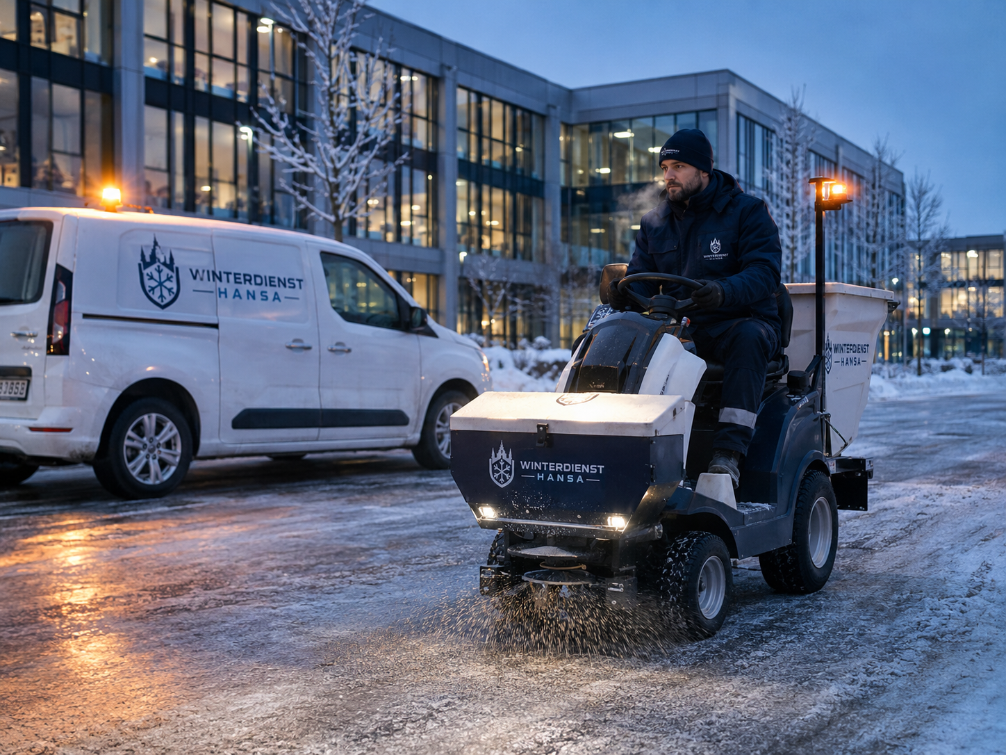 Geräumter Gehweg und freie Zufahrt nach dem Schneeräumeinsatz